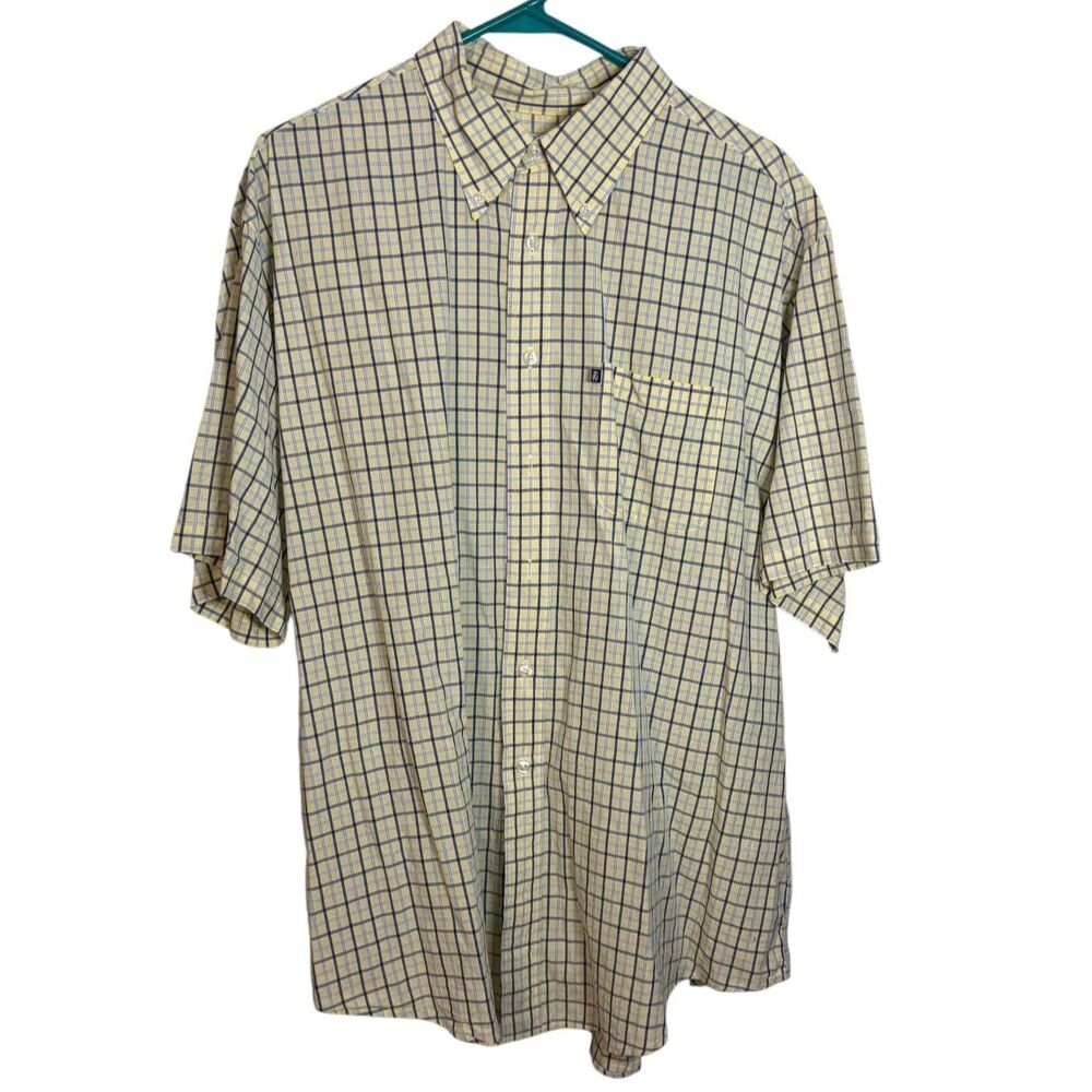 Brooks Brothers 346 Original Polo Shirt Men’s XL Yellow Blue Plaid Cotton